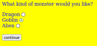 My early “Adopt a Monster” page